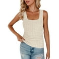 thumbnail image 1 of QHFBli Women's Square Neck Ribbed Ruched Tank Tops Summer Casual Sleeveless Slim Fit Ribbed Knit Tops, 1 of 7