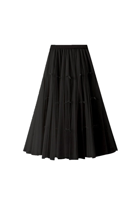 Women's Summer Flowy Boho Maxi Skirt Trendy Smocked Waist Ruffle Tiered A Line Casual Beach Long Skirts Midi Dress