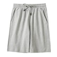 thumbnail image 1 of QHFBli Women's Sweat Athletic Shorts Jogger Summer Loose Drawstring Waist Bermuda Shorts with Pockets Solid Color Casual Summer Five Point Shorts Grey L, 1 of 3