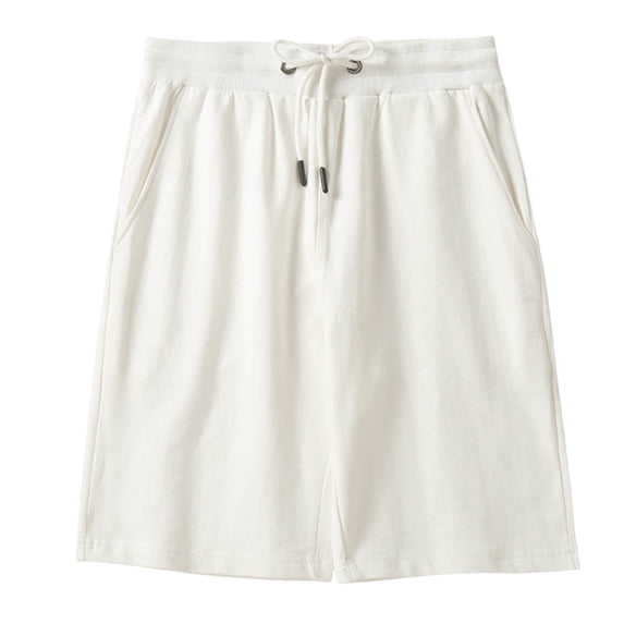 QHFBli Women's Sweat Athletic Shorts Jogger Summer Loose Drawstring Waist Bermuda Shorts with Pockets Solid Color Casual Summer Five Point Shorts White XXXL