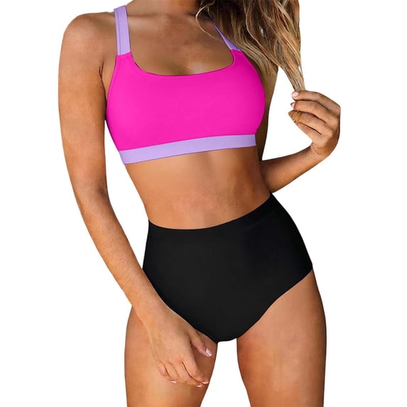 QHFBli Women's Two Piece Bikini Sets V Neck Push Up Swimsuit High Waisted Tummy Control Bathing Suit