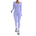 thumbnail image 1 of QHFBli Women's Workout Jumpsuit Yoga Ribbed One Piece Outfits Athletic Tummy Control Long Sleeve Jumpsuit, 1 of 5