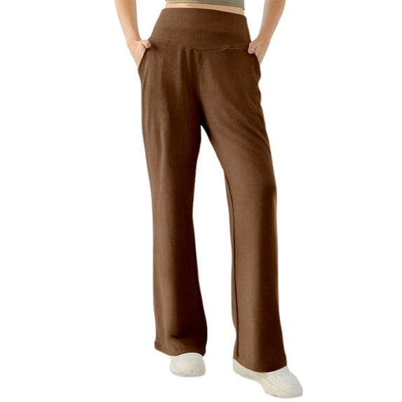QHFBli Women's Yoga Pants Legging Women's Everyday Casual Straight Leg Trousers Featuring Pockets Loose Fit Comfort Solid Color Design for Daily