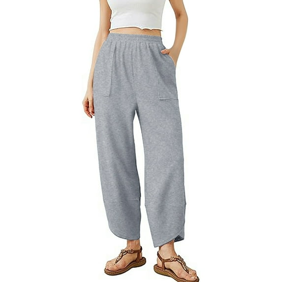 QHFBli Womens Baggy Wide Leg Pants Casual Elastic Waisted Palazzo Harem Pants Dress Casual Sweatpants