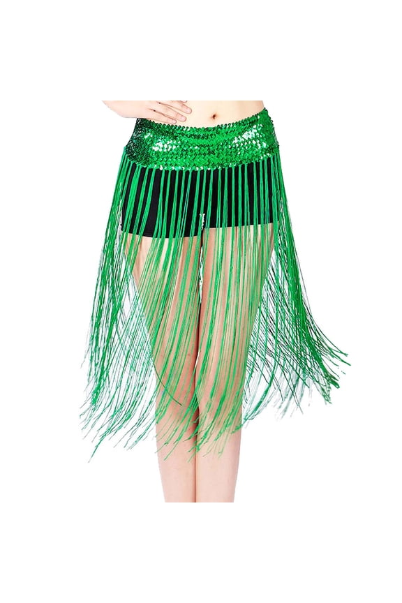 Womens Belly Dance Scarf Belt Skirt Latin Dance Belt Performance Tassel Wave Skirt Carnival Rave Festival