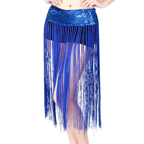 QHFBli Womens Belly Dance Scarf Belt Skirt Latin Dance Belt Performance Tassel Wave Skirt Carnival Rave Festival