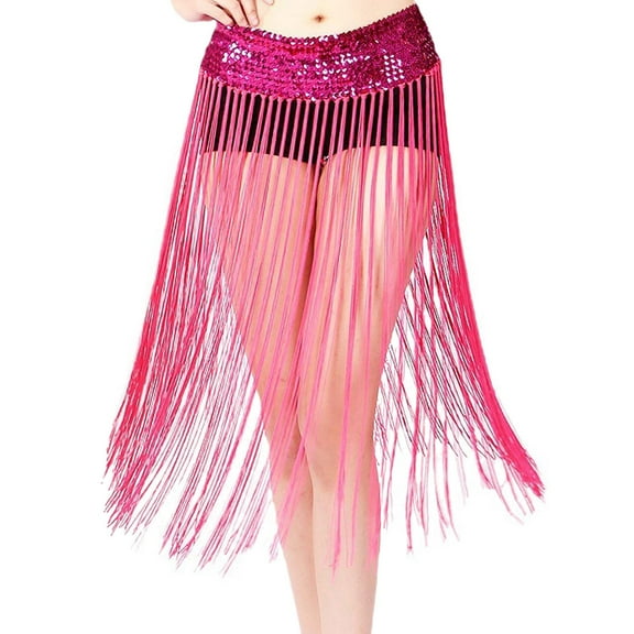 QHFBli Womens Belly Dance Scarf Belt Skirt Latin Dance Belt Performance Tassel Wave Skirt Carnival Rave Festival