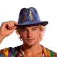 thumbnail image 1 of QHFBli Womens Bling Rhinestone Wide Brim Panama Hat Sun Visor Fedora Hat Cap, 1 of 4