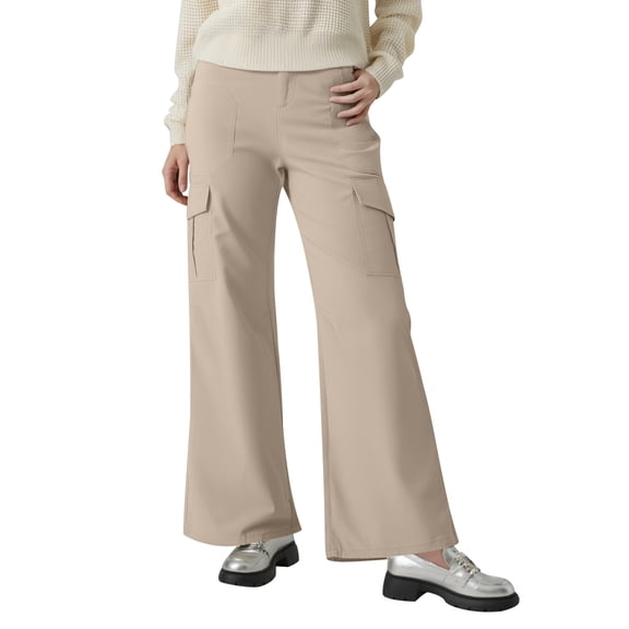 QHFBli Womens Cargo Hiking Pants High-Waisted Wide Leg Water Resistance Lightweight Stretch for Work Casual Outdoor