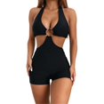 thumbnail image 1 of QHFBli Womens Cut Out Sleeveless Bodycon Romper Backless Unitard Short Yoga Jumpsuit, 1 of 6