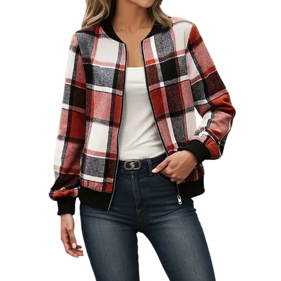 QHFBli Womens Flannels Fall Cropped Shacket Plaid Jacket Long Sleeve Button Down Coat 2028 Fall Fashion Trendy Outfits