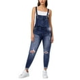 thumbnail image 1 of QHFBli Womens Juniors Denim Stretch Overalls Adjustable Strap Ripped Distressed Jumpsuit Skinny Fit Jeans Pants, 1 of 6