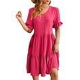 thumbnail image 1 of QHFBli Womens Lapel Button Front Summer Dresses Knee Length Flattering Loose Fitting Casual Dresses, 1 of 5