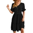 thumbnail image 1 of QHFBli Womens Lapel Button Front Summer Dresses Knee Length Flattering Loose Fitting Casual Dresses, 1 of 5