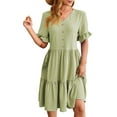 thumbnail image 1 of QHFBli Womens Lapel Button Front Summer Dresses Knee Length Flattering Loose Fitting Casual Dresses, 1 of 5