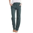 thumbnail image 1 of QHFBli Womens Linen Pants Casual Straight Fit Elastic Waisted Drawsting Trousers with Pockets, 1 of 6