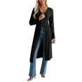 thumbnail image 1 of QHFBli Womens Long Cardigan Sweaters Oversized Bell Sleeve Open Front Button Down Casual Knit Fall Midi Dress, 1 of 5