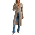 thumbnail image 1 of QHFBli Womens Long Cardigan Sweaters Oversized Bell Sleeve Open Front Button Down Casual Knit Fall Midi Dress, 1 of 4
