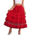 thumbnail image 1 of QHFBli Womens Long Maxi Tulle Skirts A Line Ruffle High Waisted Tiered Layered Mesh Tutu Skirt Petticoat, 1 of 3