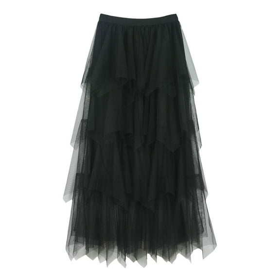 QHFBli Womens Long Rainbow A Line Tulle Tutu Skirts Tiered Skirt Petticoat