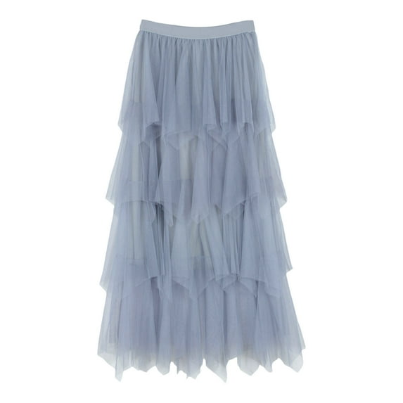 QHFBli Womens Long Rainbow A Line Tulle Tutu Skirts Tiered Skirt Petticoat