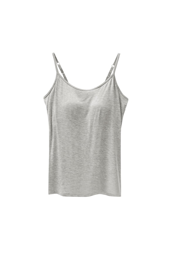 Womens Built-in Bra Padded Camisole Yoga Tanks Tops