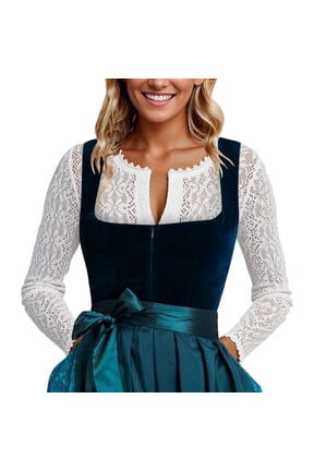 Womens Oktobertfest Dirndl 2 Piece Authentic Dirndl for Bavarian Carnival Oktoberfest Dress German Trachten Dirndl