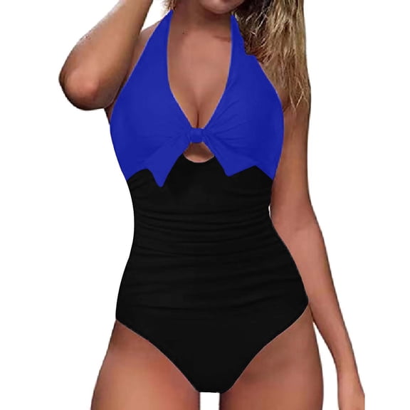 QHFBli Womens One Piece Swimsuit 2025 Women's Swimsuit Tie Hollow Bow Slim Sexy Bikini Swimsuit