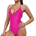 thumbnail image 1 of QHFBli Womens One Piece Swimsuit Women's Sexy Plunging V Neck Bathing Suit High Cut Open Back Swimsuits Adjustable Beach Swimwear, 1 of 5
