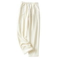 thumbnail image 1 of QHFBli Womens Pajama Pants Fuzzy Cozy Lounge Trouser with Pockets Winter Warm Pj Bottoms Baggy Straight Leg Sleepwear, 1 of 3