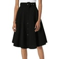 thumbnail image 1 of QHFBli Womens Pu Leather Midi Skirt High Waist Button Down Straight Skirts, 1 of 6