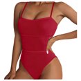 thumbnail image 1 of QHFBli Womens Scoop Neck One Piece Swimsuit High Leg Ribbed Bathing Suits Hollow Side One-Piece Swimwear Sexy Monokini, 1 of 9