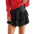 thumbnail image 1 of QHFBli Womens Sequin Skirt Sparkle Stretchy Bodycon Mini Party Glitter Skirts, 1 of 9