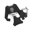 thumbnail image 1 of QHFBli Womens Sexy Cutout One Piece Swimsuit Monokini with Long Sleeve Coverup Shirt, 1 of 8