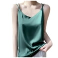 thumbnail image 1 of QHFBli Womens Silk Satin Camisole Tank Tops V Neck Spaghetti Strap Blouses Cross Back Sleeveless Cami Shirt, 1 of 7