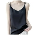 thumbnail image 1 of QHFBli Womens Silk Satin Camisole Tank Tops V Neck Spaghetti Strap Blouses Cross Back Sleeveless Cami Shirt, 1 of 8