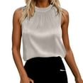 thumbnail image 1 of QHFBli Womens Silk Satin Tank Tops Business Casual Ruffle Trim Neck Sleeveless Summer Blouses Shirts, 1 of 5