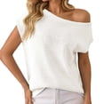 thumbnail image 1 of QHFBli Womens Summer Off The Shoulder Knit Tops 2025 Casual Short Sleeve Oversized Shirt, 1 of 5