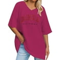 thumbnail image 1 of QHFBli Womens Summer Oversized Shirts V Neck Business Casual Workout Tops Beach Vacation 2049 Gym Clothes, 1 of 3