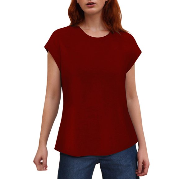 QHFBli Womens Summer Tops Spring T Shirts Business Casual Dressy Basic Tee Cute Trendy Outfits Fashion Clothes 2025