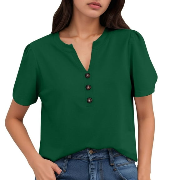 QHFBli Womens Tops Summer 2025 Short Sleeve Casual Shirts Fashion Loose Fit Clothes