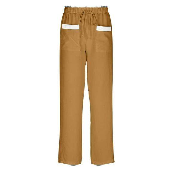 QHFBli Womens Wide Leg Palazzo Pants High Waisted Adjustable Tie Knot Flowy Trousers Casual Loose Lounge Pant with Pockets