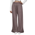 thumbnail image 1 of QHFBli Womens Wide Leg Pants Drawstring Elastic High Waisted Ruffle Hem Palazzo Pants with Pockets Casual Trousers, 1 of 8