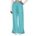 thumbnail image 1 of QHFBli Womens Wide Leg Pants Drawstring Elastic High Waisted Ruffle Hem Palazzo Pants with Pockets Casual Trousers, 1 of 8