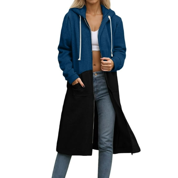 QHFBli Womens Zip Up Hoodies Oversized Fleece Long Pullover Hooded Sweatshirts Casual Long Sleeve Fall Hoodie Jacket