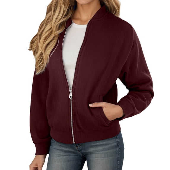 QHFBli Womens Zip Up Sweatshirts Jackets Long Sleeve Casual Loose Outwear with Pockets