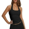 thumbnail image 1 of QHFBli Workout Tops for Women Racerback Basic Tank Summer 2025 Camisole V Neck Slim Fit Ribbed Sleeveless, 1 of 8