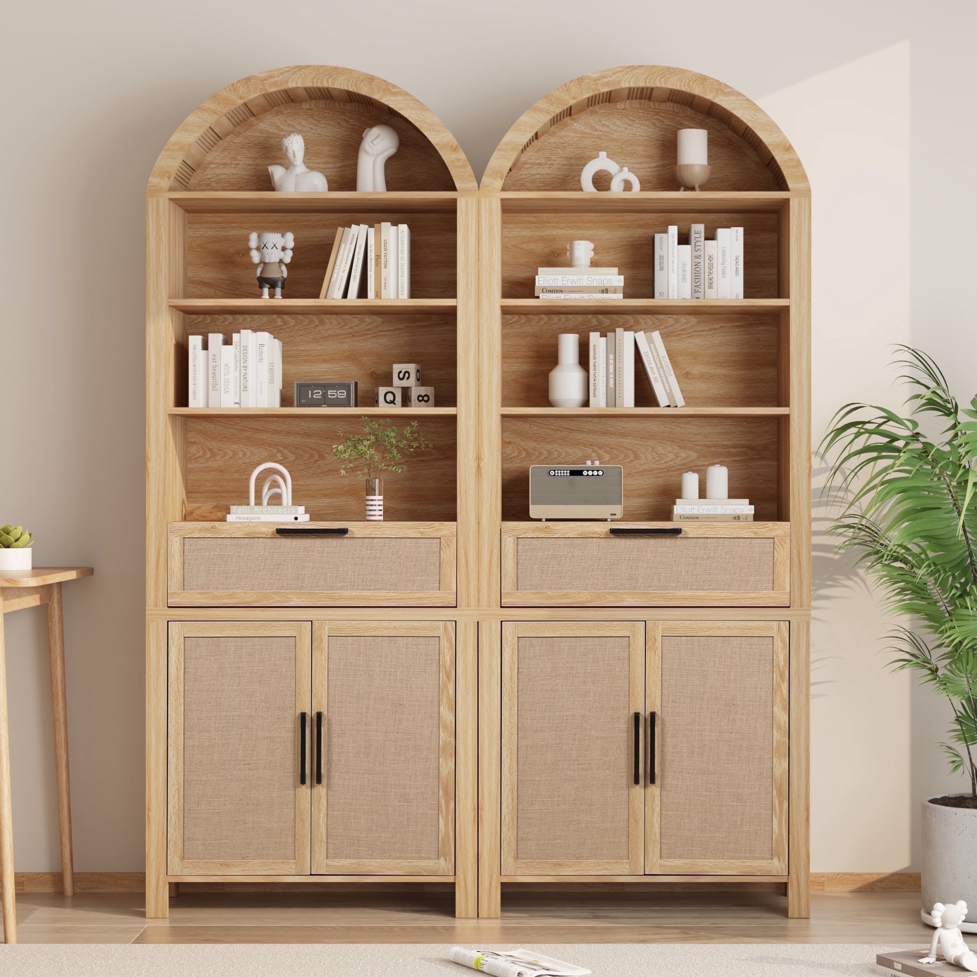 Bookcase Drawers Rattan LEFHDA 2PCS 78