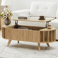 thumbnail image 1 of LEFHDA Lift Top Coffee Table with Storage, Small End Table with Adjustable Edge Design, Oval Center Table and Tabletop for Living Room, Office (Oak 47"), 1 of 8