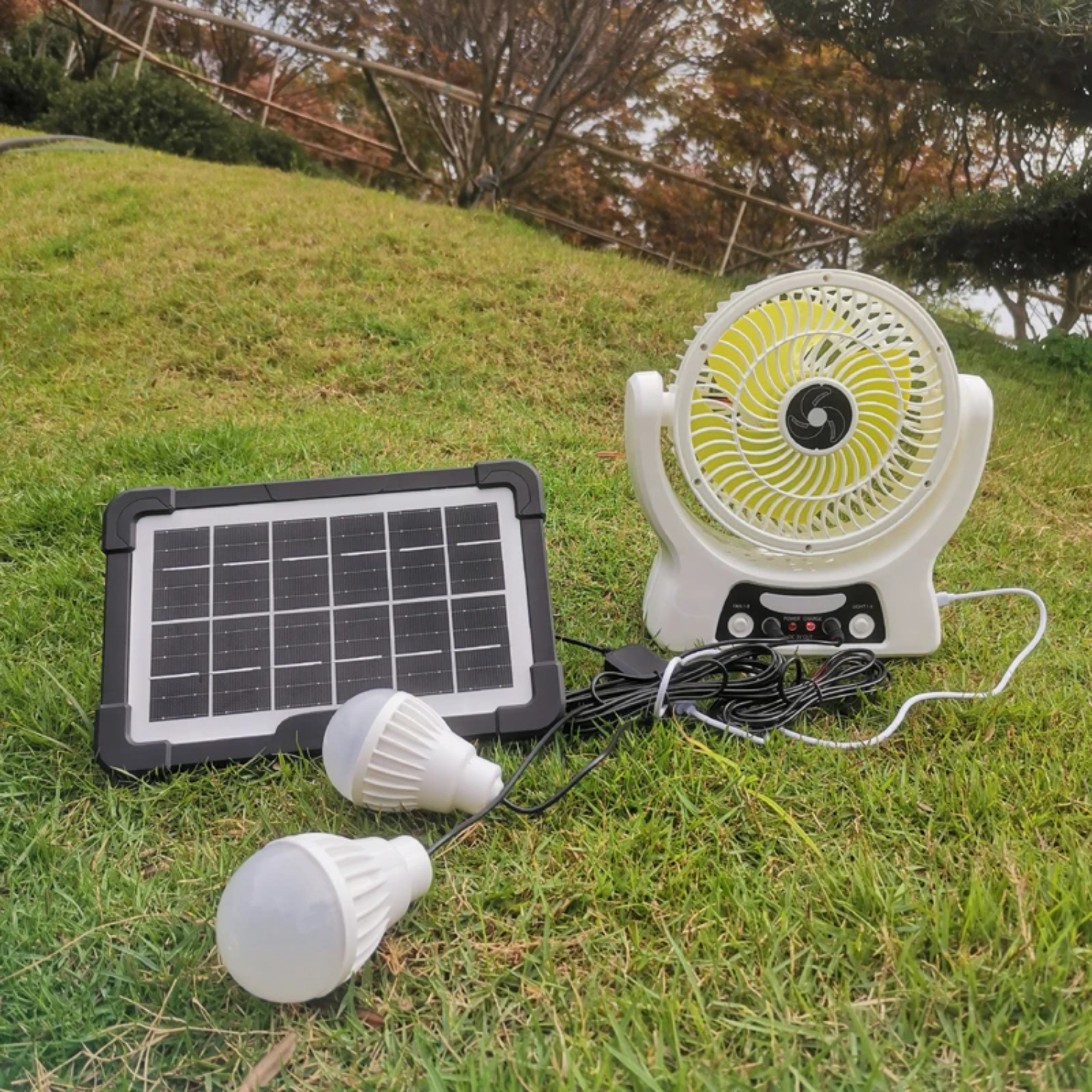 QHNGJZ Portable Solar fan Light Outdoor Camping Tent Picnic Barbecue Fishing Travel Rechargeable Solar Power Fan Lamp Table Desktop LED